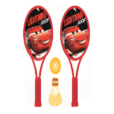 DISNEY PIXAR CARS KIDS PLASTIC BADMINTON/TENNIS RACKET SET